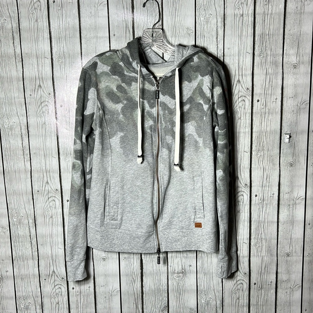 Peace Love World Gray/Green Camo Hoodie Full Zip XS
